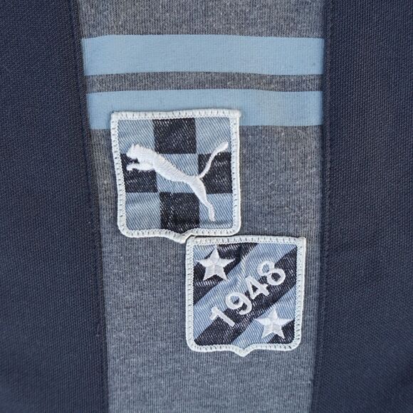 Puma Jacket Mens L Gray Color Block Logo Spell Out Full Zip Track Active Workout - Picture 2 of 9